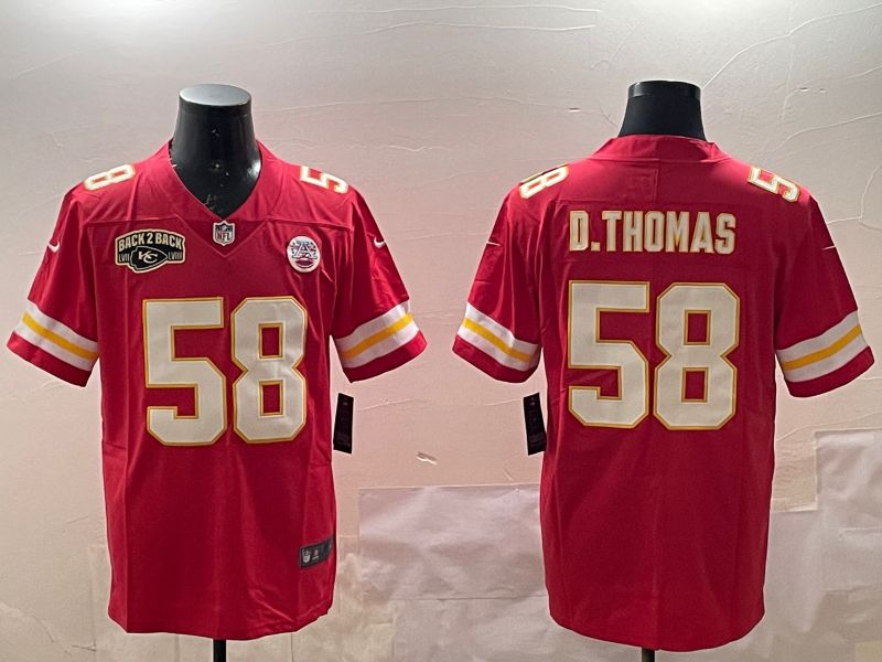 Men Kansas City Chiefs #58 D.Thomas Red Second generations 2025 Nike Limited NFL Jersey style 4